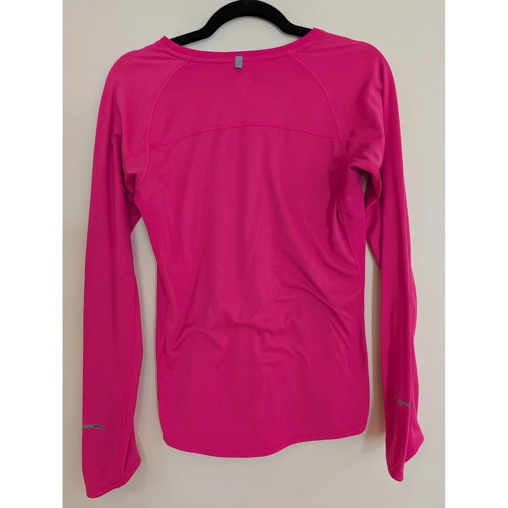 Nike Dri-Fit Running Shirt Womens Medium Pink Long Sleeve Athletic Top